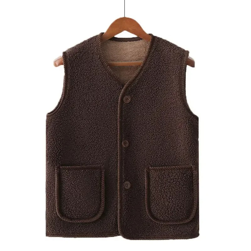 Thick Quilted Fleece Waistcoat Gilet for Autumn and Winter, Warm Coat