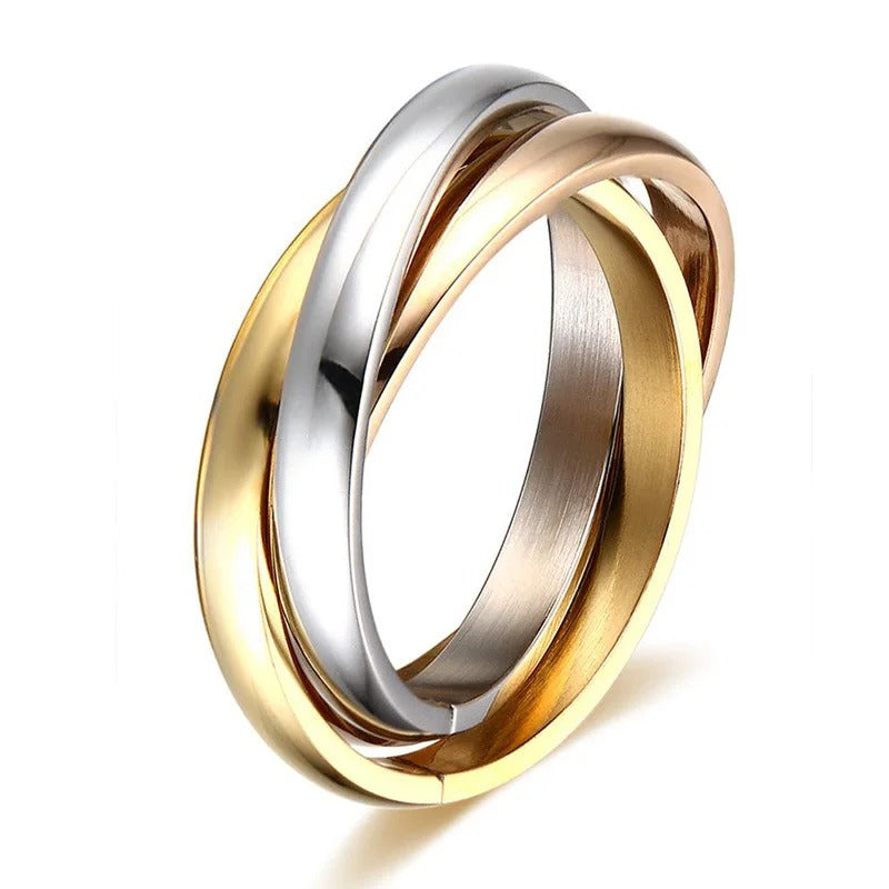 Interlocked triple ring for women