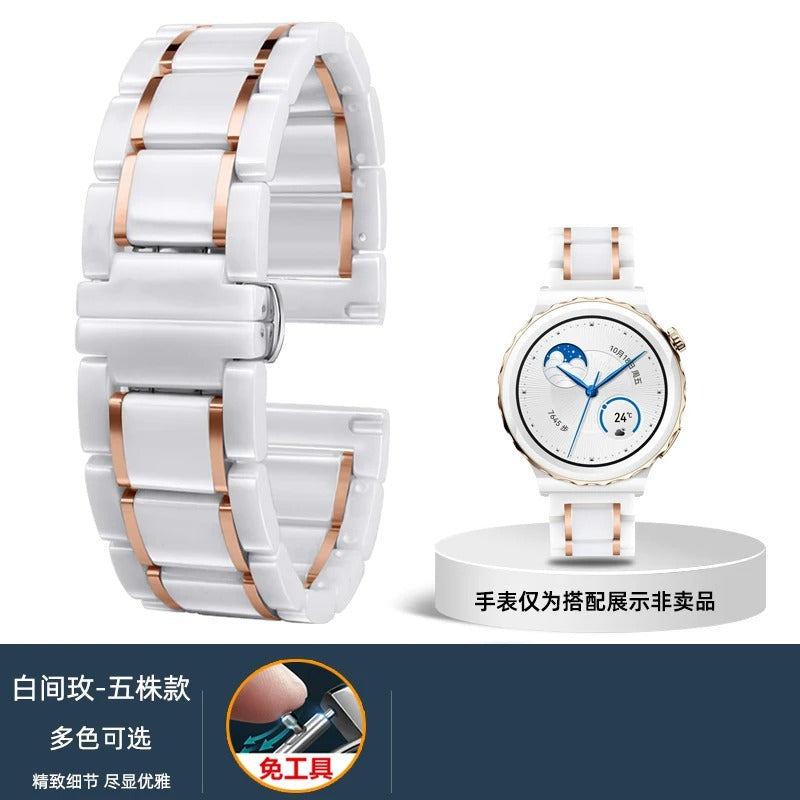 Luxury Ceramic Watch Band 22mm Compatible with Huawei GT5 Series – Scratch Resistant and Adjustable Bracelet Strap